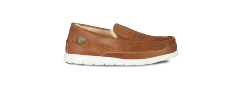 Men's Sheepskin Shipley Loafer Slipper -- size 7-8-9-10-11-12-13 -- Color Chestnut with White Sole