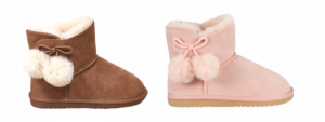 Kid PomPom Boots - Pink & Chestnut - Size 6-7, 8-9, 10-11, 12-13, 1, 2, 3, 4